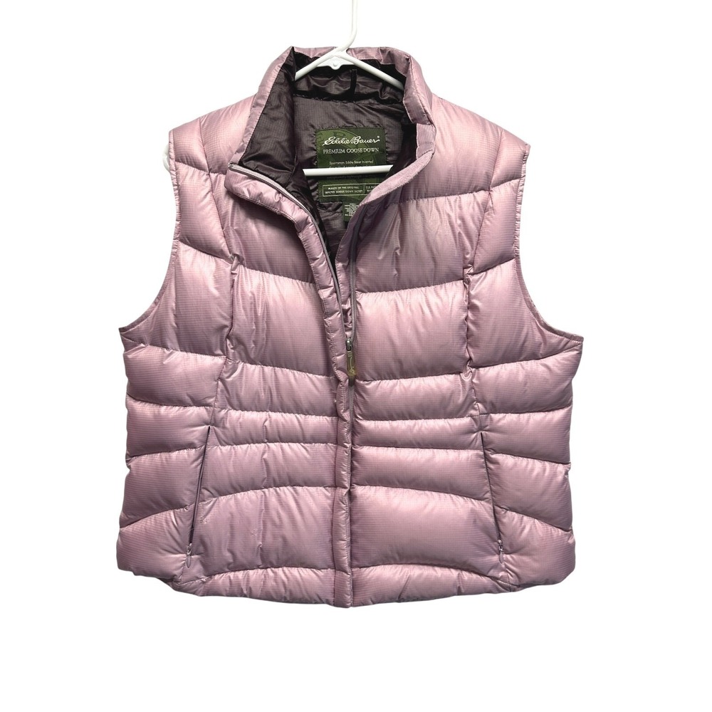 Eddie Bauer Premium Goose Down Full Zip Puffer Vest Pink Women Size XL
